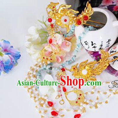 Traditional Handmade Chinese Ancient Classical Hair Accessories Tassel Phoenix Hairpin, Hanfu Hair Jewellery Hair Fascinators Hairpins for Women