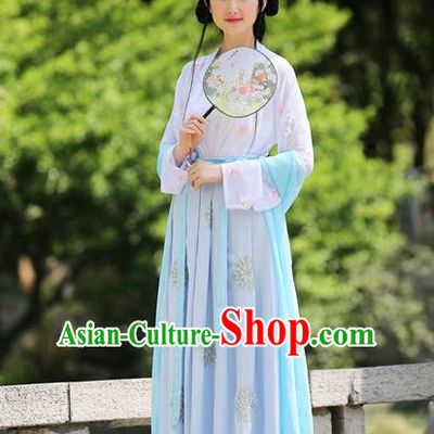 Traditional Chinese Hanfu Tang Dynasty Princess Costume, Elegant Hanfu Clothing Chinese Ancient Embroidery Dress for Women