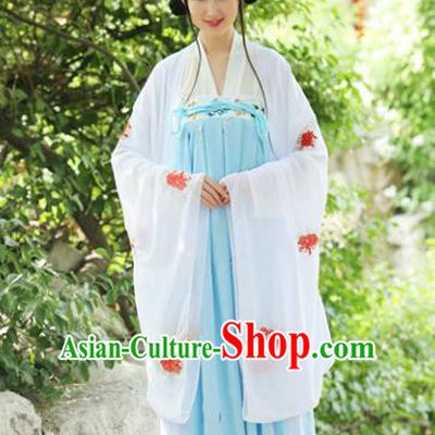 Traditional Chinese Hanfu Han Dynasty Princess Embroidery Chrysanthemum Costume Wide Sleeve Cardigan, Elegant Hanfu Clothing Chinese Ancient Dress for Women