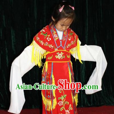 Top Grade Professional Beijing Opera Imperial Concubine Costume Hua Tan Embroidered Dress, Traditional Ancient Chinese Peking Opera Diva Embroidery Clothing for Kids