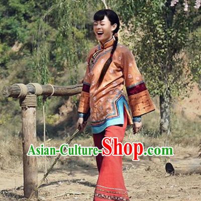 Traditional Chinese Qing Dynasty Maidservants Costume, Elegant Hanfu Clothing Chinese Ancient Republic of China Young Lady Xiuhe Suit Clothing