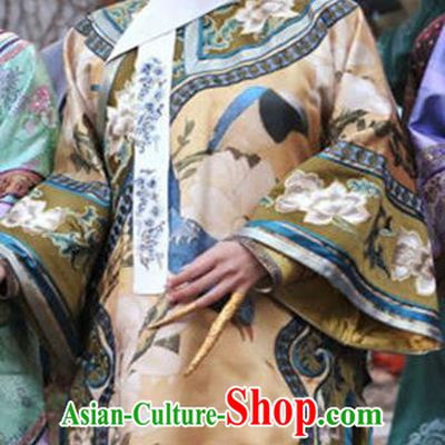 Traditional Ancient Chinese Imperial Consort Costume, Chinese Qing Dynasty Manchu Mandarin Robes Imperial Concubine Embroidered Clothing for Women