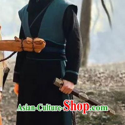 Traditional Chinese Ancient Swordsman Costume, Chinese Qin Dynasty Knight Kawaler Hanfu Clothing for Men
