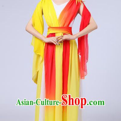 Traditional Chinese Folk Dance Costume Yangge Dance Yellow Dress, Chinese Classical Fan Dance Umbrella Dance Yangko Embroidery Clothing for Women