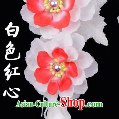 Traditional Beijing Opera Diva Hair Accessories White Silk Flowers Hairpins, Ancient Chinese Peking Opera Hua Tan Hair Stick Headwear