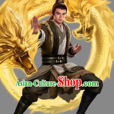 Traditional Chinese Ancient Swordsman Costume, Chinese Qin Dynasty Kawaler Hanfu Clothing for Men