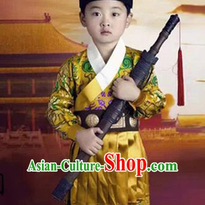 Traditional Chinese Ancient Swordsman Costume, Chinese Ming Dynasty Knight Kawaler Hanfu Imperial Guards Clothing for Men for Kids