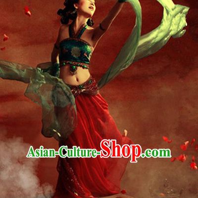 Traditional Ancient Chinese Dunhuang Flying Apsaras Dance Costume, Elegant Hanfu Clothing Chinese Palace Lady Fairy Clothing for Women