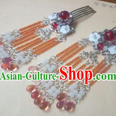 Traditional Chinese Ancient Classical Handmade Hair Accessories Tassel Hair Comb, Hanfu Hair Stick Hair Fascinators Hairpins for Women