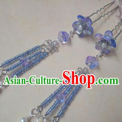 Traditional Chinese Ancient Classical Handmade Hair Accessories Barrettes Hairpin, Hanfu Tassel Step Shake Hair Fascinators Hairpins for Women