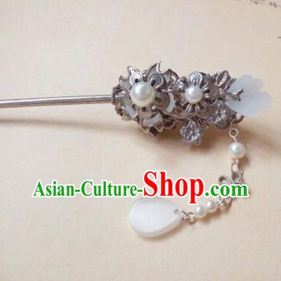 Traditional Chinese Ancient Classical Handmade Hair Accessories Palace Lady Jade Hairpin, Hanfu Hair Stick Hair Fascinators Hairpins for Women
