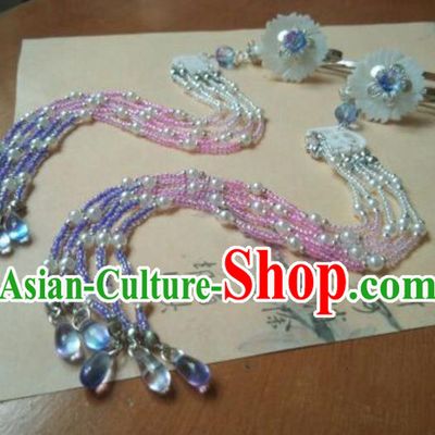 Traditional Chinese Ancient Classical Handmade Hair Accessories Barrettes Princess Tassel Hairpin, Hanfu Step Shake Hair Fascinators Hairpins for Women