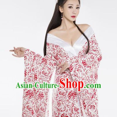 Traditional Ancient Chinese Apsaras Dance Costume, Elegant Hanfu Clothing Chinese Tang Dynasty Imperial Concubine Clothing for Women