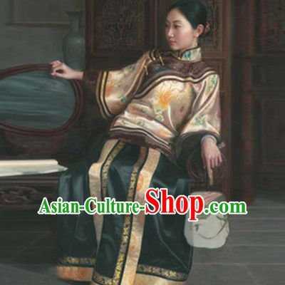 Traditional Ancient Chinese Republic of China Peeresses Costume Xiuhe Suit, Elegant Hanfu Clothing Chinese Qing Dynasty Nobility Dowager Clothing for Women