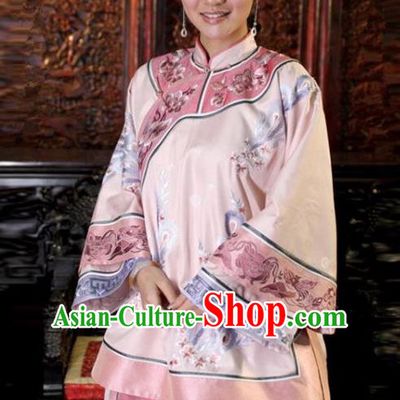 Traditional Ancient Chinese Republic of China Princess Costume Pink Xiuhe Suit, Elegant Hanfu Clothing Chinese Qing Dynasty Nobility Dowager Clothing for Women