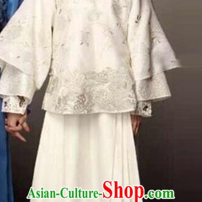 Traditional Ancient Chinese Republic of China Princess Costume White Xiuhe Suit, Elegant Hanfu Clothing Chinese Qing Dynasty Nobility Dowager Clothing for Women