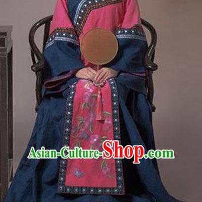 Traditional Ancient Chinese Republic of China Princess Costume Navy Xiuhe Suit, Elegant Hanfu Clothing Chinese Qing Dynasty Nobility Dowager Clothing for Women