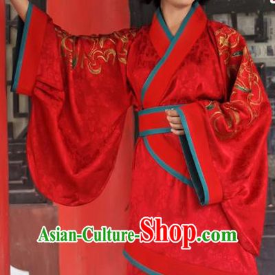Traditional Ancient Chinese Imperial Princess Wedding Costume, Elegant Hanfu Clothing Chinese Han Dynasty Bride Embroidered Red Clothing