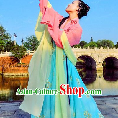 Traditional Chinese Tang Dynasty Palace Lady Costume Blue Slip Skirt, Elegant Hanfu Chinese Imperial Princess Embroidered Clothing for Women