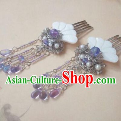 Traditional Handmade Chinese Ancient Classical Palace Lady Purple Tassel Hair Accessories Hair Jewellery, Hair Fascinators Hairpins for Women