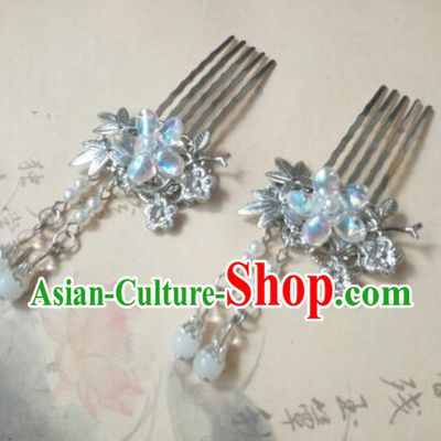 Traditional Handmade Chinese Ancient Classical Palace Lady Hair Accessories Tassel Hair Comb, Hair Fascinators Beads Hairpins for Women