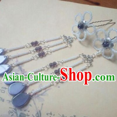 Traditional Handmade Chinese Ancient Classical Palace Lady Hair Accessories Hanfu Beads Tassel Hair Stick, Hair Fascinators Hairpins for Women