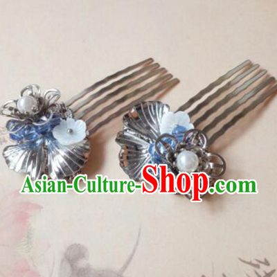 Traditional Handmade Chinese Ancient Classical Hanfu Hair Accessories Step Shake, Princess Hairpins Shell Hair Comb Headwear for Women