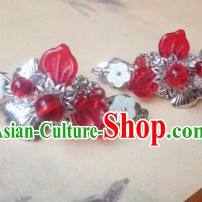 Traditional Handmade Chinese Ancient Classical Hanfu Hair Accessories Palace Lady Red Bead Hair Claw, Princess Hairpins Hair Stick Headwear for Women
