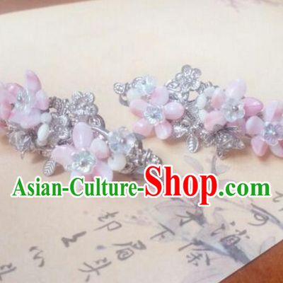 Traditional Handmade Chinese Ancient Classical Hanfu Hair Accessories Palace Lady Pink Hair Claw, Princess Hairpins Hair Stick Headwear for Women