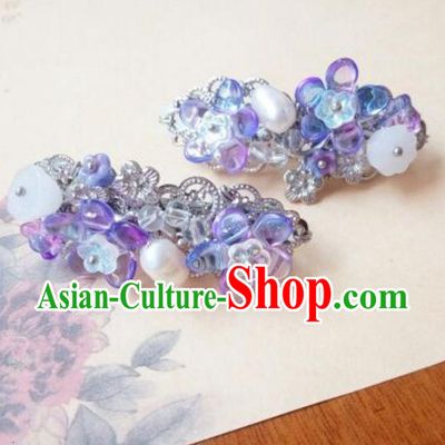 Traditional Handmade Chinese Ancient Classical Hanfu Hair Accessories Palace Lady Purple Hair Stick, Princess Hairpins Hair Claw Headwear for Women