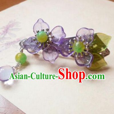 Traditional Handmade Chinese Ancient Classical Hair Accessories Tassel Hairpin Purple Hair Claw Headwear Hair Stick for Women