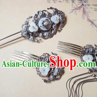 Traditional Handmade Chinese Ancient Classical Hair Accessories Hairpins Tassel Hair Comb Complete Set for Women
