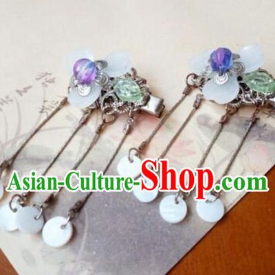 Traditional Handmade Chinese Ancient Classical Hair Accessories Coloured Glaze Purple Hair Claw for Women