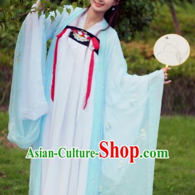 Traditional Chinese Tang Dynasty Imperial Concubine Costume Embroidery Blouse and Slip Skirt, Elegant Hanfu Clothing Chinese Ancient Princess Clothing for Women