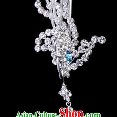 Traditional Beijing Opera Diva Hair Accessories Crystal Phoenix Hairpins Head-ornaments, Ancient Chinese Peking Opera Hua Tan Tassel Step Shake Hair Stick Headwear