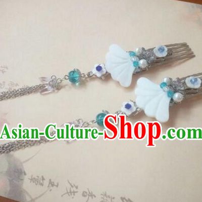 Traditional Handmade Chinese Ancient Classical Hanfu Hair Accessories Tassel Step Shake, Princess Palace Lady Shell Hairpins Hair Stick for Women
