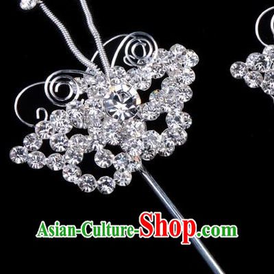 Traditional Beijing Opera Diva Hair Accessories Crystal Butterfly Head Ornaments Hairpins, Ancient Chinese Peking Opera Hua Tan Hair Stick Headwear