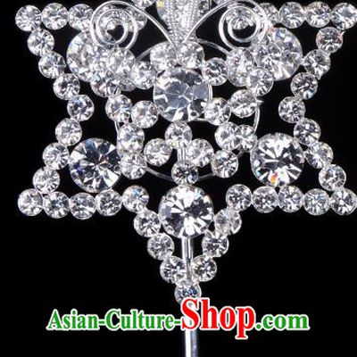 Traditional Beijing Opera Diva Hair Accessories Crystal Hexagon Head Ornaments Hairpins, Ancient Chinese Peking Opera Hua Tan Hair Stick Headwear