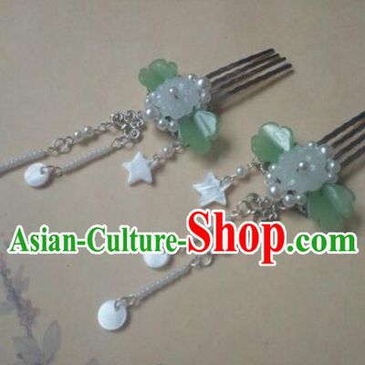 Traditional Handmade Chinese Ancient Classical Hanfu Hair Accessories Tassel Hair Comb, Princess Headpiece Hairpins Hair Stick for Women