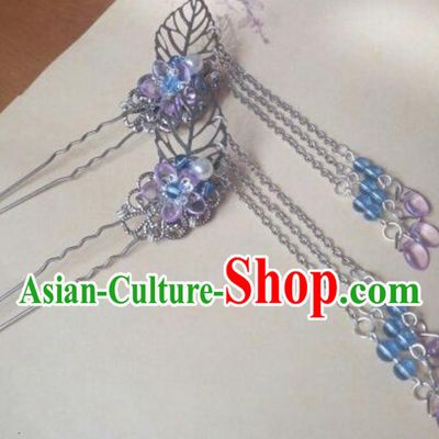 Traditional Handmade Chinese Ancient Classical Hanfu Hair Accessories Tassel Step Shake, Princess Headpiece Hairpins Hair Stick Hair Fascinators for Women