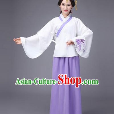 Asian Fashion Oriental China Costume Blouse and Skirt Complete Set, Chinese Ming Dynasty Imperial Princess Embroidered Clothing for Women