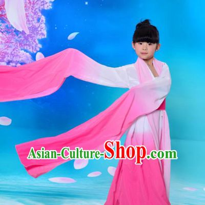 Traditional Asian Oriental Water Sleeve Costumes, China Tang Dynasty Hanfu Princess Fairy Pink Dress for Kids