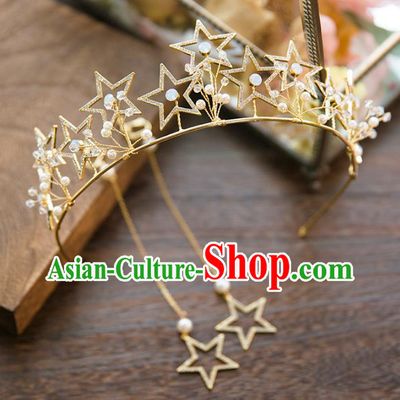 Top Grade Handmade Classical Hair Accessories Baroque Style Princess Crystal Stars Royal Crown Hair Clasp Headwear for Women