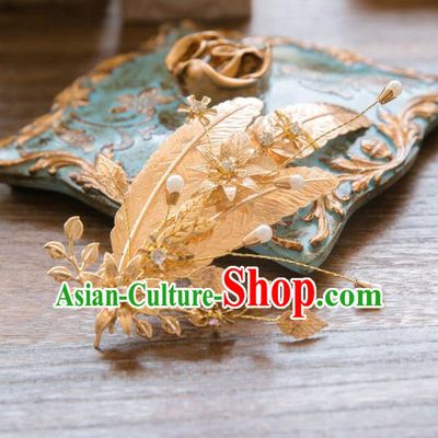 Top Grade Handmade Classical Hair Accessories Baroque Style Princess Golden Hair Stick Headwear for Women