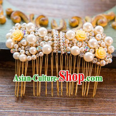 Top Grade Handmade Classical Hair Accessories Baroque Style Princess Hair Comb Headwear for Women