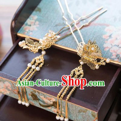 Aisan Chinese Handmade Classical Hair Accessories Tassel Butterfly Step Shake, China Xiuhe Suit Hairpins Wedding Headwear for Women