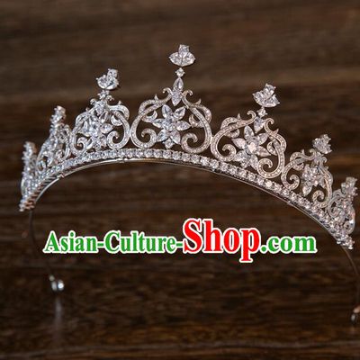 Top Grade Handmade Classical Hair Accessories Baroque Style Princess Crystal Royal Crown Zircon Hair Clasp Headwear for Women