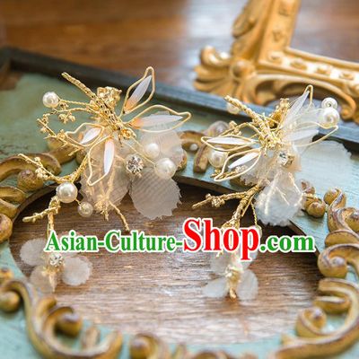 Top Grade Handmade Classical Hair Accessories Baroque Style Princess Golden Dragonfly Hair Stick Headwear for Women