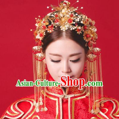 Aisan Chinese Handmade Classical Hair Accessories Complete Set Phoenix Coronet, China Xiuhe Suit Hairpins Wedding Headwear for Women