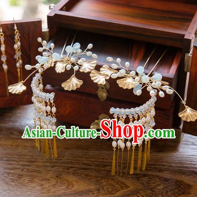 Aisan Chinese Handmade Classical Hair Accessories Pearls Tassel Step Shake, China Xiuhe Suit Hairpins Wedding Headwear for Women